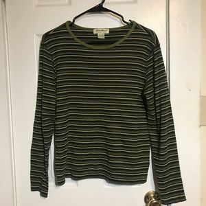 Eddie bauer long sleeve striped tee olive green LG
